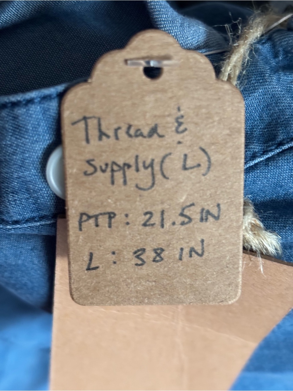 Thread & Supply Denim Utility Button Down Shirt Dress | Size L - Picture 8 of 12